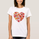 Elegant Heart Collage Watercolor Gold Valentine T-Shirt<br><div class="desc">Celebrate a love that is multifaceted and beautiful with this stunning "Heart of Hearts" collage. This intricate illustration features dozens of unique hearts in a warm palette of crimson, peach, soft pink, and shimmering gold. Each heart is crafted with different textures—from glossy 3D finishes to artistic watercolor brushstrokes—all coming together...</div>