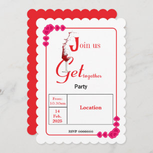 Elegant Heart Frame Valentine's Party Invitation