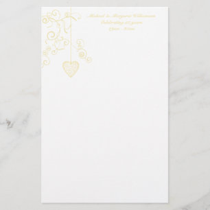 Elegant Heart Golden Wedding Anniversary Stationery