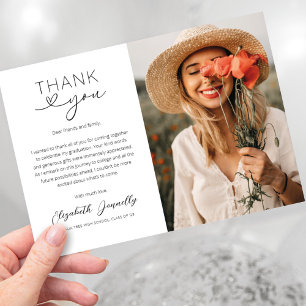Elegant Heart Graduation Photo Thank You Card