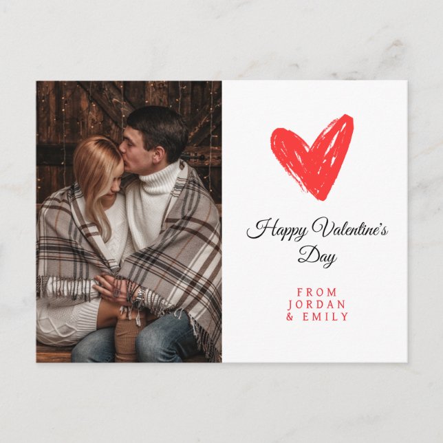 Elegant Heart Happy Valentine's Day Photo Holiday Postcard (Front)