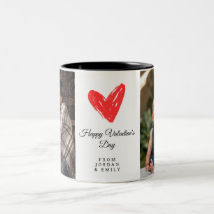 Elegant Heart Happy Valentine's Day Photo Two-Tone Coffee Mug