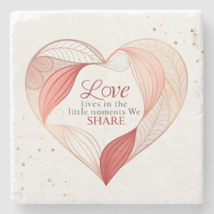 Elegant Heart Love Quote Art Stone Coaster