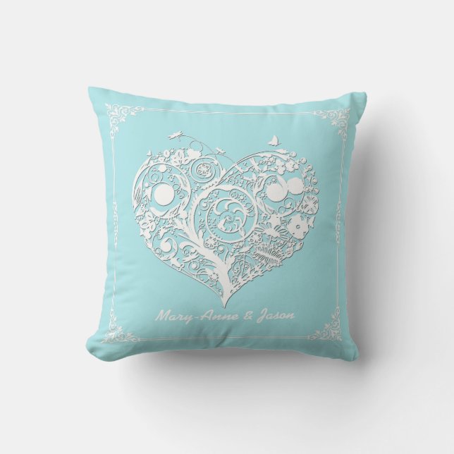 Elegant Heart Newly Wed Decorator Pillow (Front)