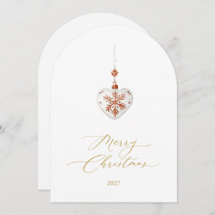 Elegant Heart Ornament Merry Christmas Card