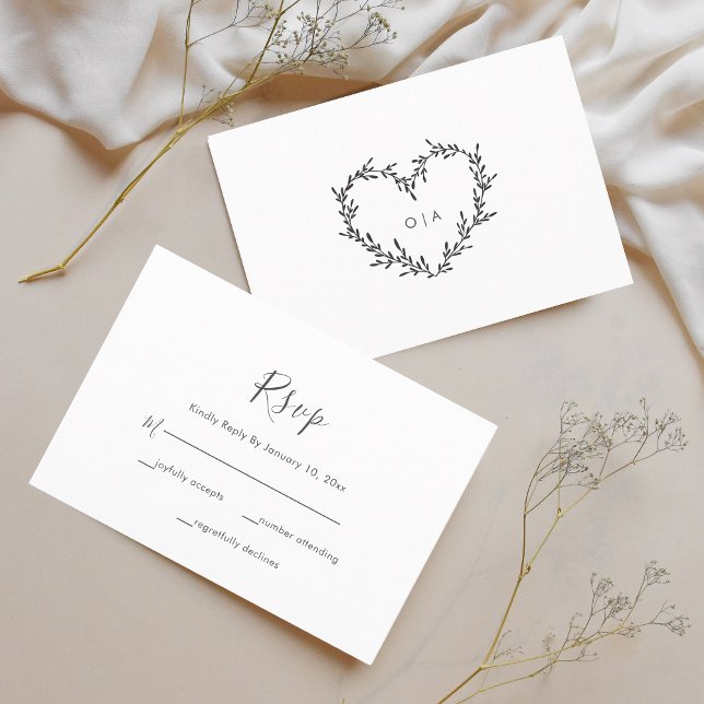 Elegant Heart Script Wedding RSVP Card (Creator Uploaded)