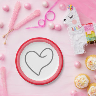 Elegant Heart Shape Design Paper Plate