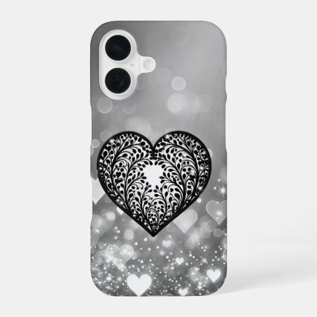 Elegant Heart Silhouette iPhone 16 Case (Back)