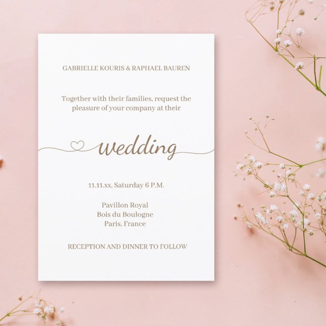 Elegant Heart Swash Modern Minimalist Wedding Invitation (Creator Uploaded)