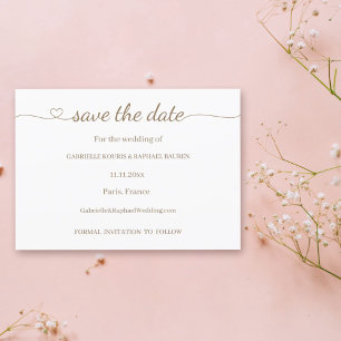 Elegant Heart Swash Modern Save The Date Wedding Invitation