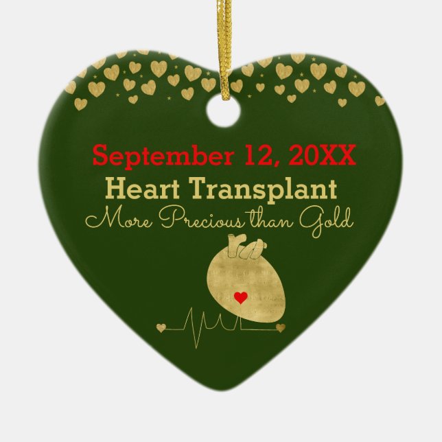 Elegant Heart Transplant Customisable  Ceramic Tree Decoration (Front)