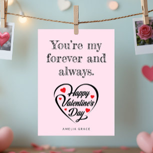 Elegant Heart Typography Soft Pink Valentine Day  Holiday Card