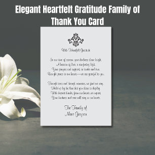 Elegant Heartfelt Gratitude Family of Thank You Card