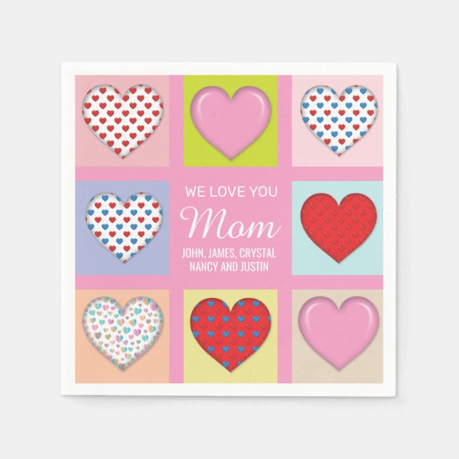 Elegant Heartful Mother’s Day Design Napkin (Front)