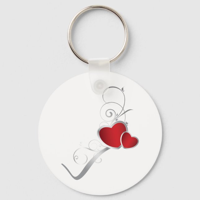 elegant hearts and silver swirls key ring (Front)