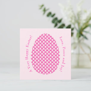 Elegant Hearts Egg Art Modern Easter Pink Rose Holiday Card