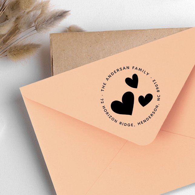 Elegant Hearts Family Name Return Address Rubber Stamp (Elegant Hearts Family Name Return Address Rubber Stamp)