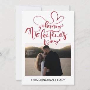 Elegant Hearts Happy Valentine's Day 1 Photo Holiday Card