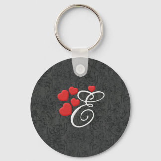 Elegant hearts letter E Key Ring