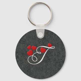 Elegant hearts letter T Key Ring