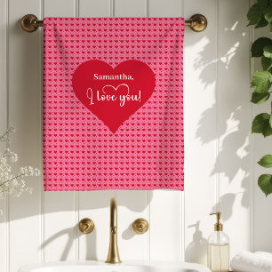 Elegant Hearts Personalized Best Valentine’s Gift Bath Towel Set