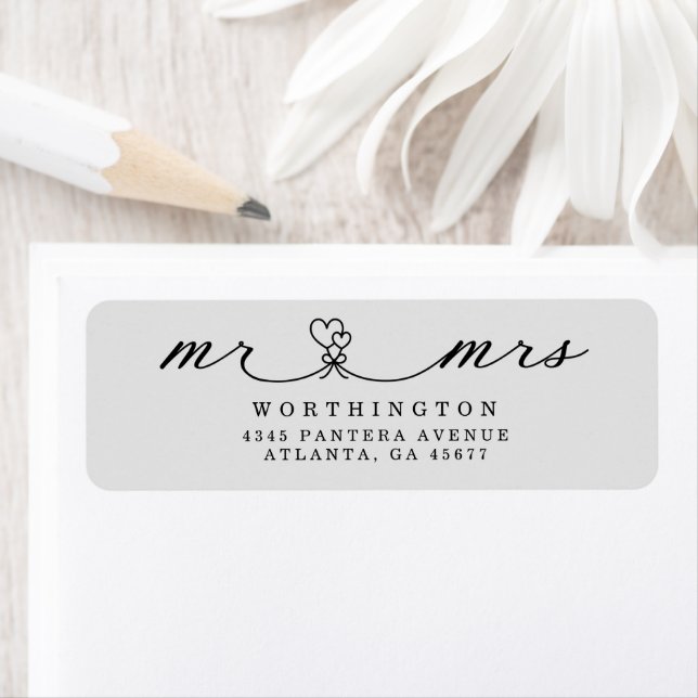 Elegant Hearts Script Mr & Mrs Wedding Return  (Insitu)