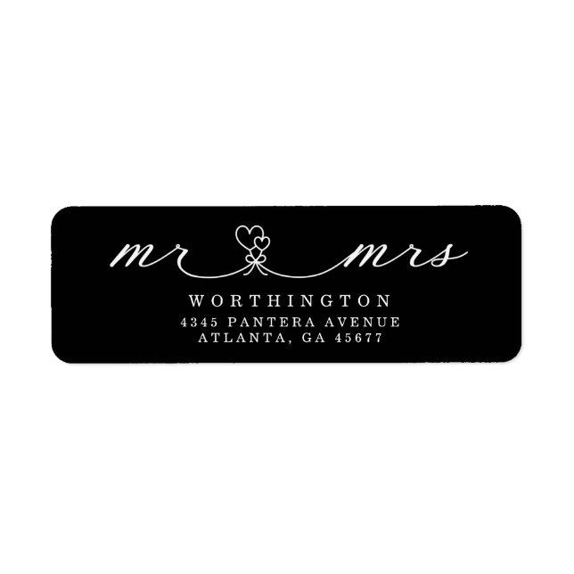 Elegant Hearts Script Mr & Mrs Wedding Return  Lab (Front)
