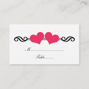 Elegant Hearts Wedding Place Card, Pink Place Card
