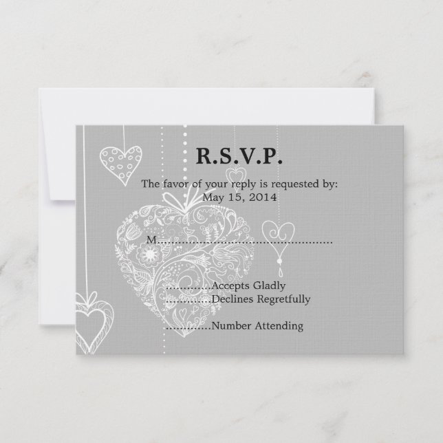 Elegant Hearts Wedding RSVP (Front)