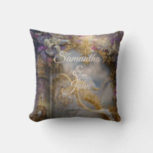 Elegant Heavenly Gold Gate, Gold Text Cushion