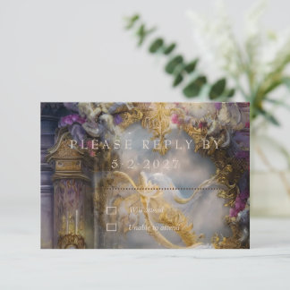 Elegant Heavenly Gold Gate, Gold Text RSVP Card
