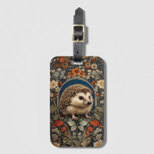Elegant Hedgehog William Morris Inspired Luggage Tag