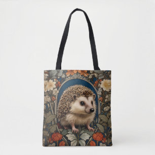 Elegant Hedgehog William Morris Inspired Tote Bag