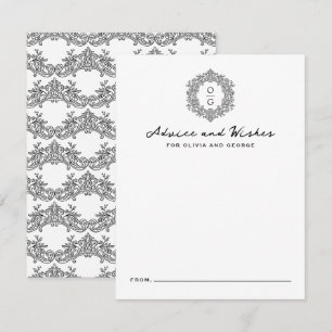 Elegant Heirloom Crest Black Wedding Monogram Advice Card