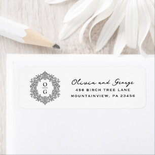 Elegant Heirloom Monogram Wedding Return Address