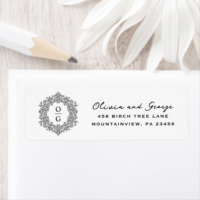 Elegant Heirloom Monogram Wedding Return Address (Insitu)