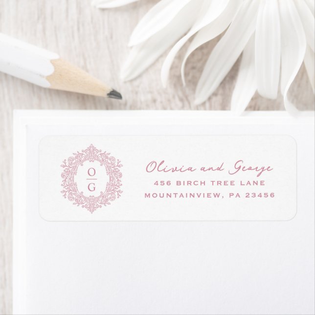 Elegant Heirloom Pink Wedding Return Address (Insitu)