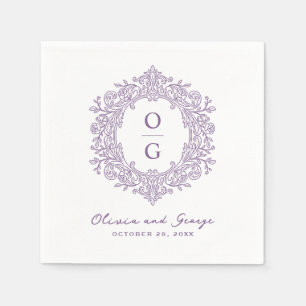 Elegant Heirloom Purple Wedding Monogram Napkin