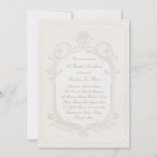 Elegant Heirloom Rococo Floral Bridal Luncheon Invitation