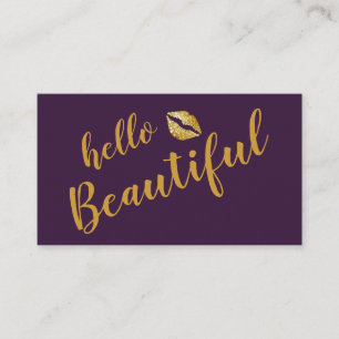 Elegant Hello Beautiful Makeup Artist Business Card