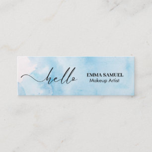 Elegant Hello Minimal Calligraphy Navy blue Mini Business Card