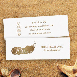 Elegant Hello   Modern Heart Gold Glitter  Mini Business Card