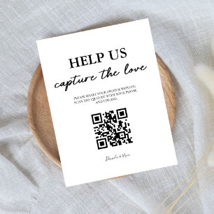 Elegant Help us Capture The Love QR Code  Pedestal Sign