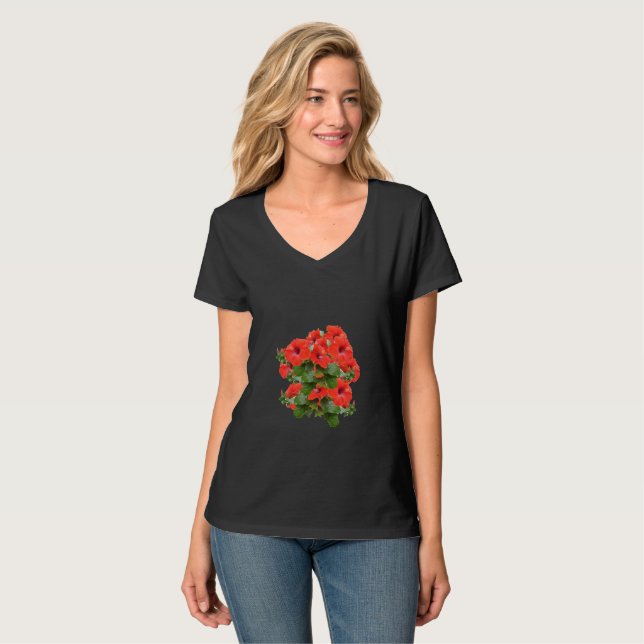 Elegant Hibiscus Bloom Floral Greenery Garden Fun  T-Shirt (Front Full)