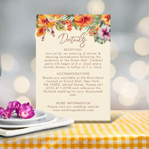 Elegant Hibiscus Flower Tropical Floral Wedding Enclosure Card