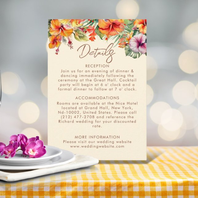 Elegant Hibiscus Flower Tropical Floral Wedding Enclosure Card (Creator Uploaded)