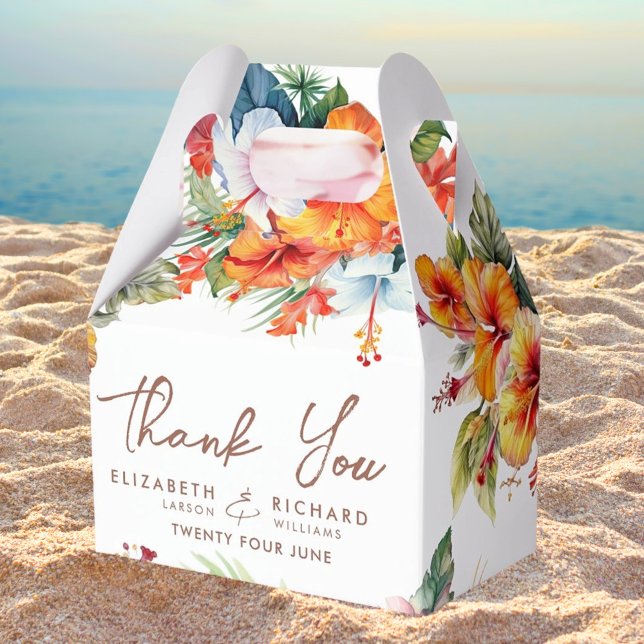 Elegant Hibiscus Flower Tropical Floral Wedding Favour Box (Creator Uploaded)