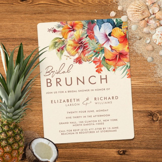Elegant Hibiscus Flower Tropical Floral Wedding Invitation (Creator Uploaded)