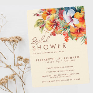Elegant Hibiscus Flower Tropical Floral Wedding Invitation