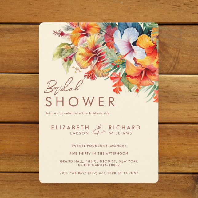 Elegant Hibiscus Flower Tropical Floral Wedding Invitation (Creator Uploaded)